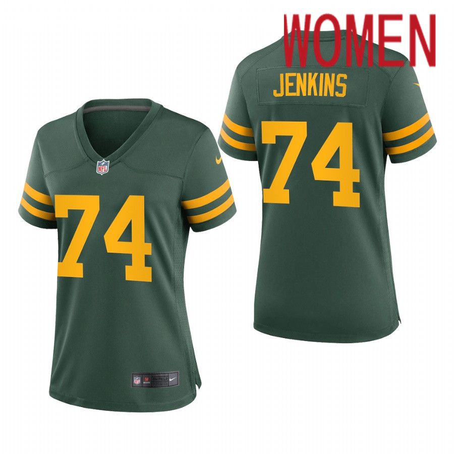 Women Green Bay Packers #74 Jenkins Nike Green Alternate Game Player NFL Jersey->women nfl jersey->Women Jersey